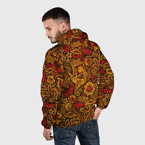 Мужская ветровка Летучий корабль в стиле хохломской росписи / 3D-Черный – фото 4