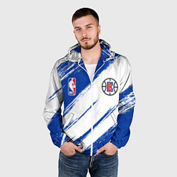 Ветровка с капюшоном мужская Клипперс - синяя краска, цвет: 3D-белый — фото 2
