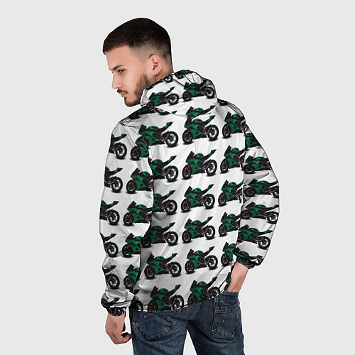 Мужская ветровка Motorbike dark green / 3D-Белый – фото 4