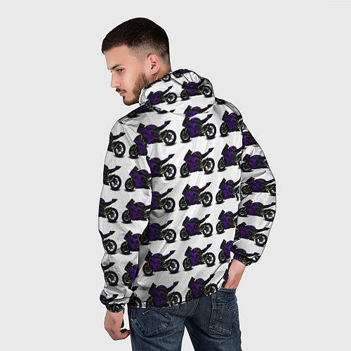 Мужская ветровка The motorcycle is dark purple / 3D-Белый – фото 4