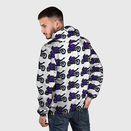 Мужская ветровка Motorcycle purple gloss / 3D-Белый – фото 4