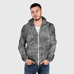 Ветровка с капюшоном мужская Абстракция - grey polished chip, цвет: 3D-белый — фото 2
