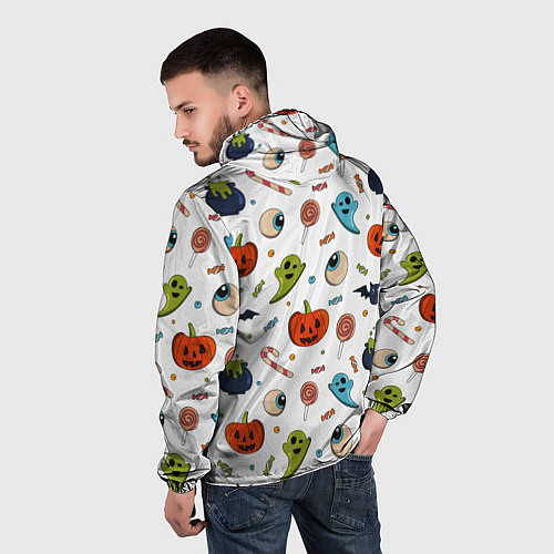 Мужская ветровка Halloween pumpkin show / 3D-Белый – фото 4