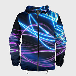Мужская ветровка Неоновая абстракция на темном