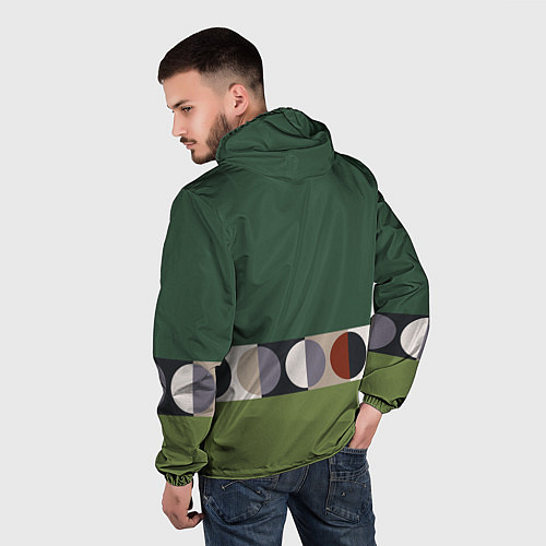 Мужская ветровка Луна Малевича сосновый зеленый / 3D-Белый – фото 4