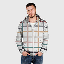 Ветровка с капюшоном мужская Плетенка пастельная, цвет: 3D-белый — фото 2