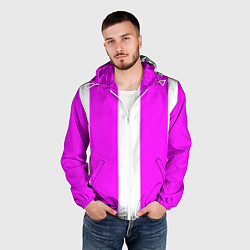Ветровка с капюшоном мужская Color white pink line, цвет: 3D-белый — фото 2