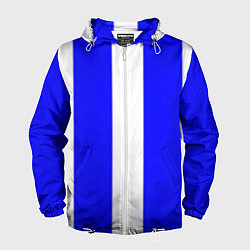 Ветровка с капюшоном мужская Color white blue line, цвет: 3D-белый