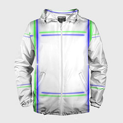 Ветровка с капюшоном мужская Neon white green light blue, цвет: 3D-белый