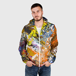Ветровка с капюшоном мужская Живая Абстракция: Поток Цветов и Форм в Постоянном, цвет: 3D-белый — фото 2