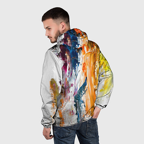 Мужская ветровка Разноцветные мазки кисти на палитре художника / 3D-Белый – фото 4