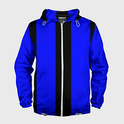 Ветровка с капюшоном мужская Color blue black stripes, цвет: 3D-белый