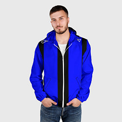 Ветровка с капюшоном мужская Color blue black stripes, цвет: 3D-белый — фото 2