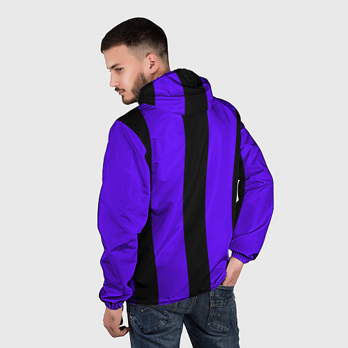 Мужская ветровка Color purple black stripes / 3D-Белый – фото 4