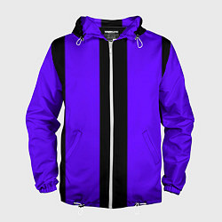 Ветровка с капюшоном мужская Color purple black stripes, цвет: 3D-белый
