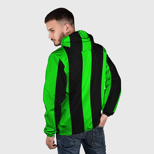 Мужская ветровка Color green black lines / 3D-Белый – фото 4