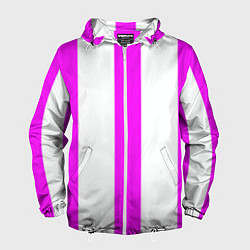 Ветровка с капюшоном мужская Color white pink lines, цвет: 3D-белый