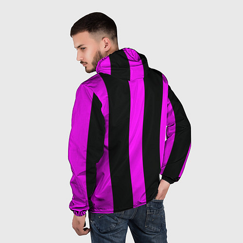 Мужская ветровка Color black pink lines / 3D-Белый – фото 4