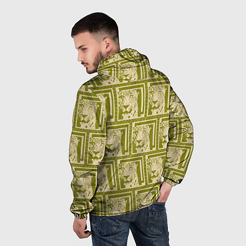 Мужская ветровка Леопард в оливковом / 3D-Белый – фото 4