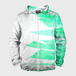 Ветровка с капюшоном мужская Color white light blue strip, цвет: 3D-белый