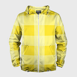 Ветровка с капюшоном мужская Солнечный желтый тартан, цвет: 3D-белый