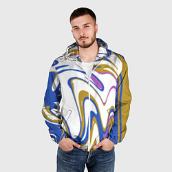 Ветровка с капюшоном мужская Цветные вихри, цвет: 3D-белый — фото 2