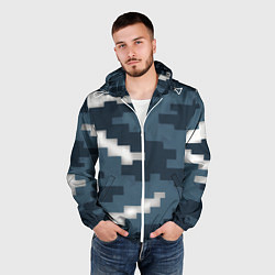 Ветровка с капюшоном мужская Пиксельная текстура камуфляж, цвет: 3D-белый — фото 2