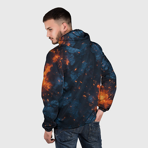 Мужская ветровка Синий камуфляж с искрами / 3D-Белый – фото 4