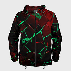 Мужская ветровка Битые плиты тёмно-красный с зелёным