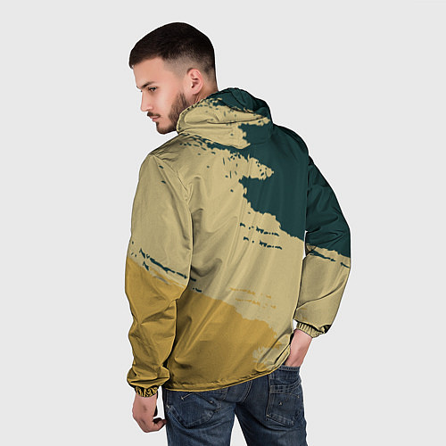 Мужская ветровка Желто-зеленые абстрактные полосы / 3D-Белый – фото 4
