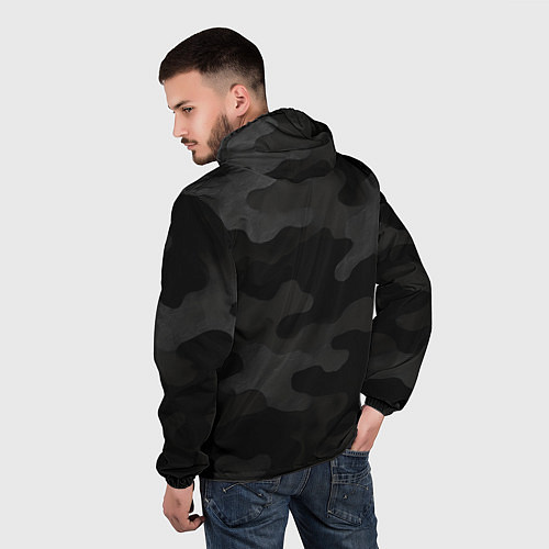 Мужская ветровка Черно-серая текстура камуфляжа / 3D-Белый – фото 4