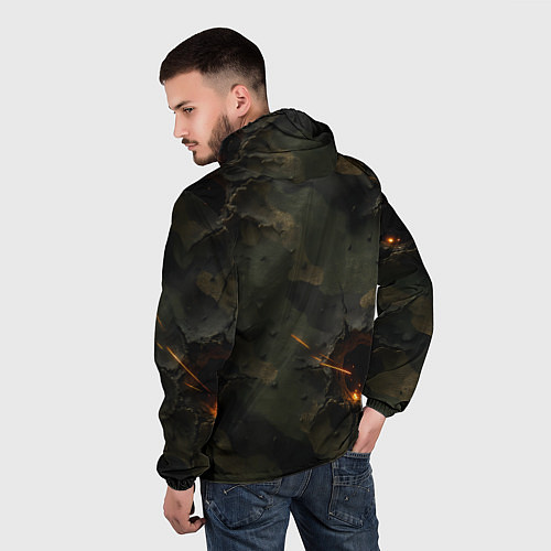 Мужская ветровка Огненные следы от пуль на камуфляже / 3D-Белый – фото 4
