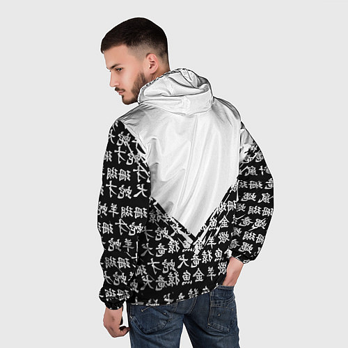 Мужская ветровка Doom японские символы / 3D-Белый – фото 4