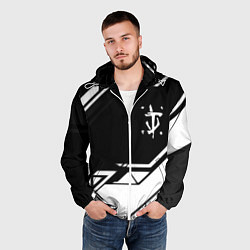 Ветровка с капюшоном мужская Doom geometry black, цвет: 3D-белый — фото 2