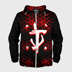Ветровка с капюшоном мужская Doom огненная броня лого, цвет: 3D-белый