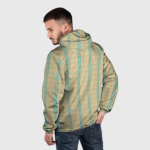 Мужская ветровка Color beige cage light blue stripes / 3D-Белый – фото 4