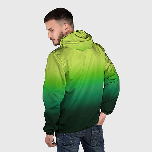 Мужская ветровка Градиент укропное зеленое омбре / 3D-Белый – фото 4