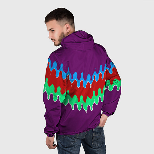 Мужская ветровка Фиолетовый с искажёнными абстрактными полосами / 3D-Белый – фото 4