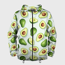 Ветровка с капюшоном мужская Авокадо - паттерн, цвет: 3D-черный