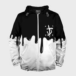 Ветровка с капюшоном мужская Doom logo жидкие краски, цвет: 3D-белый