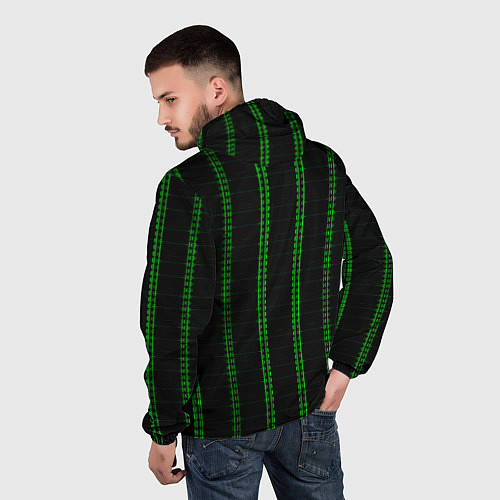 Мужская ветровка Color black cage green stripes / 3D-Белый – фото 4