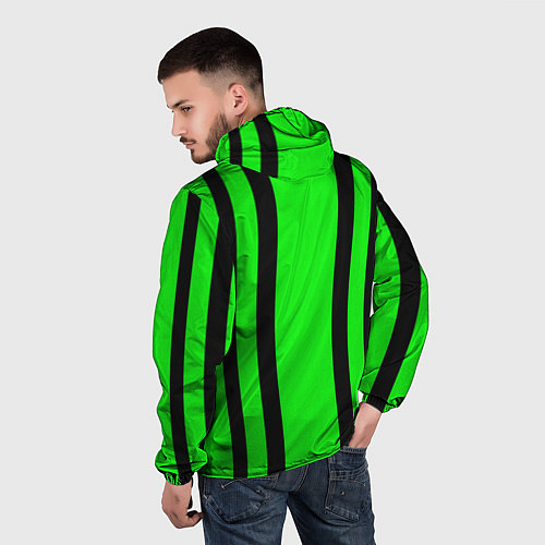 Мужская ветровка Color black and green stripes / 3D-Белый – фото 4