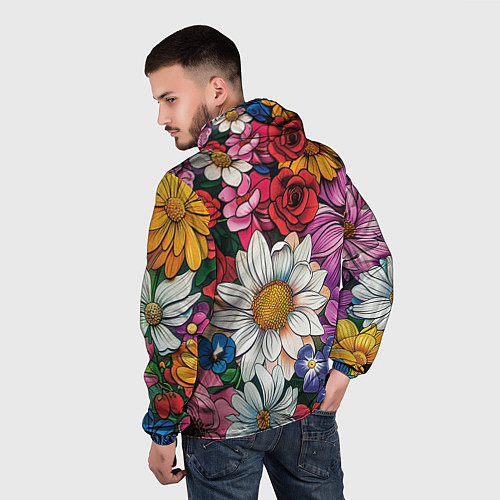 Мужская ветровка Крупные цветы / 3D-Белый – фото 4