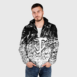 Ветровка с капюшоном мужская Doom краски всплеск кисти, цвет: 3D-белый — фото 2