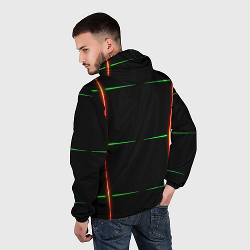 Мужская ветровка Color black green orange stripes / 3D-Белый – фото 4