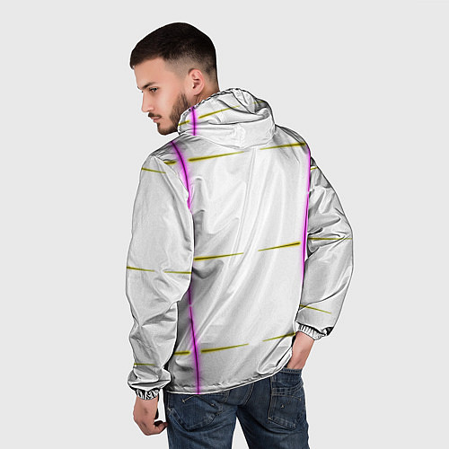 Мужская ветровка Color white pink yellow stripes / 3D-Белый – фото 4