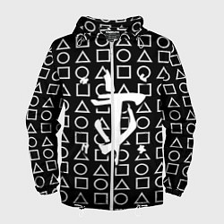 Ветровка с капюшоном мужская Doom geometry pattern, цвет: 3D-белый