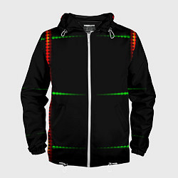 Ветровка с капюшоном мужская Color black green orange stripes, цвет: 3D-белый