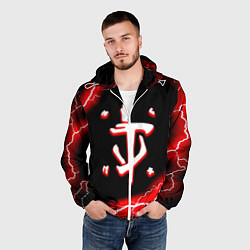 Ветровка с капюшоном мужская Doom красный шторм, цвет: 3D-белый — фото 2