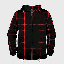 Ветровка с капюшоном мужская Color black red crosses, цвет: 3D-черный